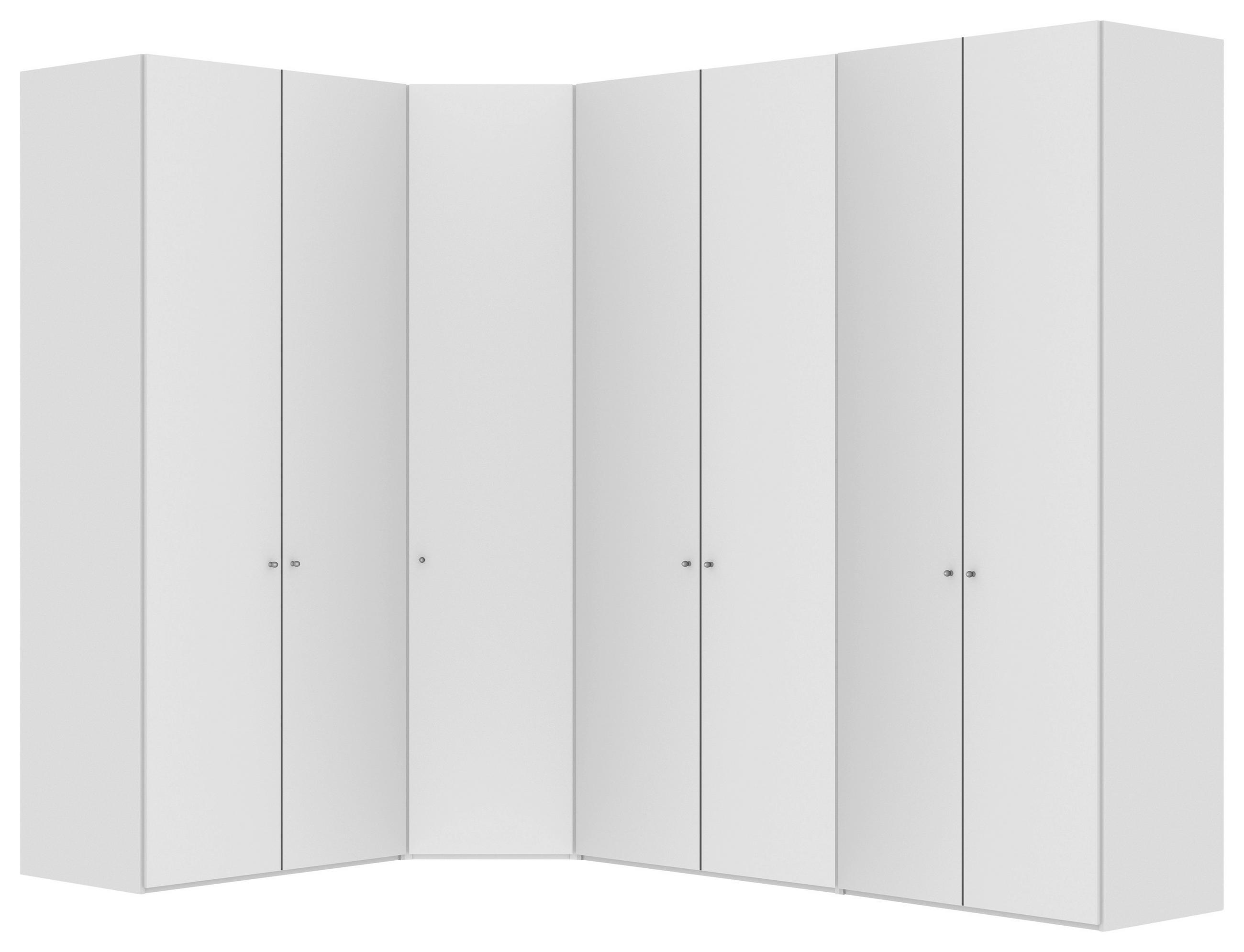 ECKKLEIDERSCHRANK 196/236/296 cm - Weiß Hochglanz/Silberfarben, Design, Holzwerkstoff/Metall (196/236/296cm) - Jutzler