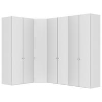 ECKKLEIDERSCHRANK 196/236/296 cm Weiß, Weiß Hochglanz  - Weiß Hochglanz/Silberfarben, Design, Holzwerkstoff/Metall (196/236/296cm) - Jutzler
