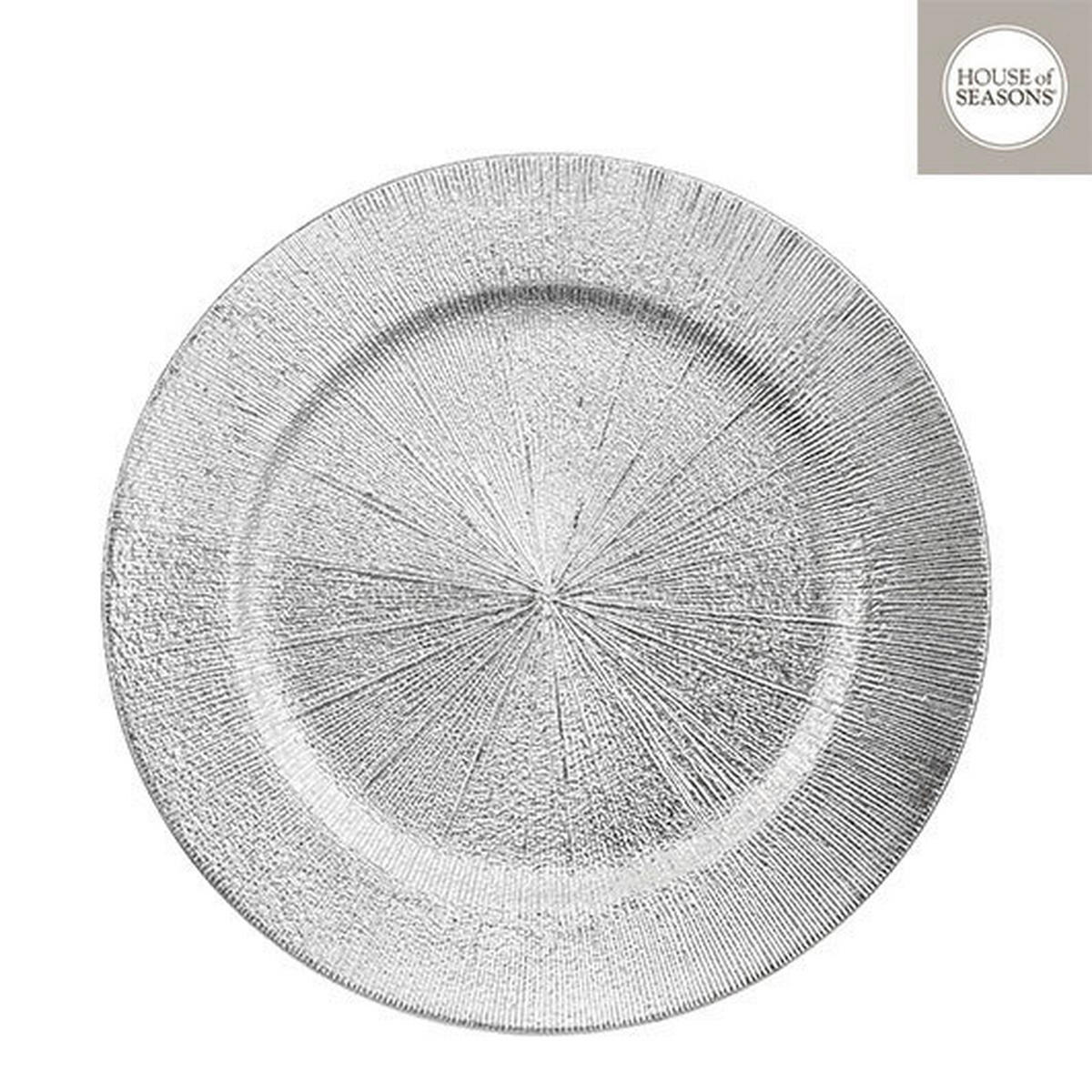 OKRASNI KROŽNIK     33.0/33.0/33.0 cm         - srebrne barve, Basics, umetna masa (33.0/33.0/33.0cm)