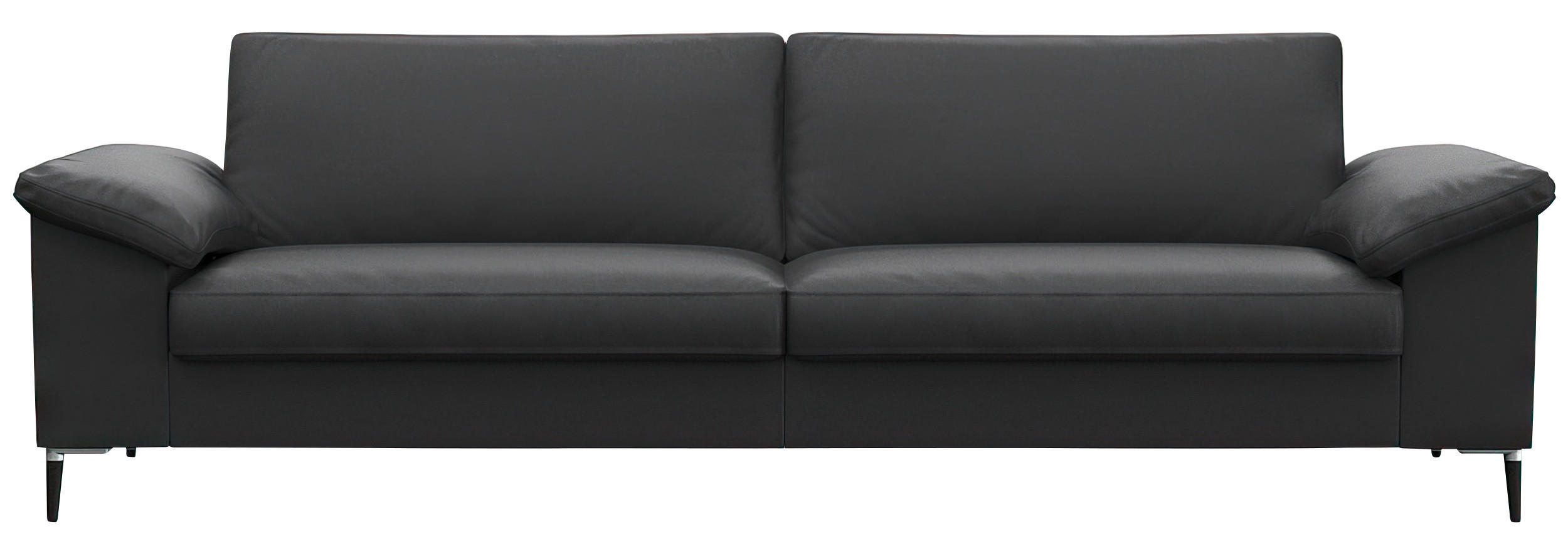 3-SITZER-SOFA Echtleder Schwarz  - Alufarben/Schwarz, Design, Leder/Metall (241/84,5/92cm) - Livetastic