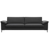 3-SITZER-SOFA Echtleder Schwarz  - Alufarben/Schwarz, Design, Leder/Metall (241/84,5/92cm) - Livetastic