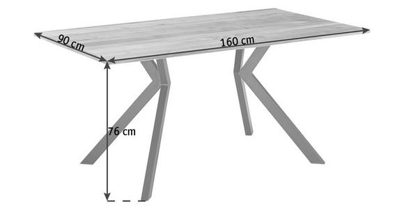 ESSTISCH 160/90/76 cm Nussbaum massiv Holz, Metall Schwarz, Nussbaumfarben rechteckig  - Nussbaumfarben/Schwarz, KONVENTIONELL, Holz/Metall (160/90/76cm) - Venda