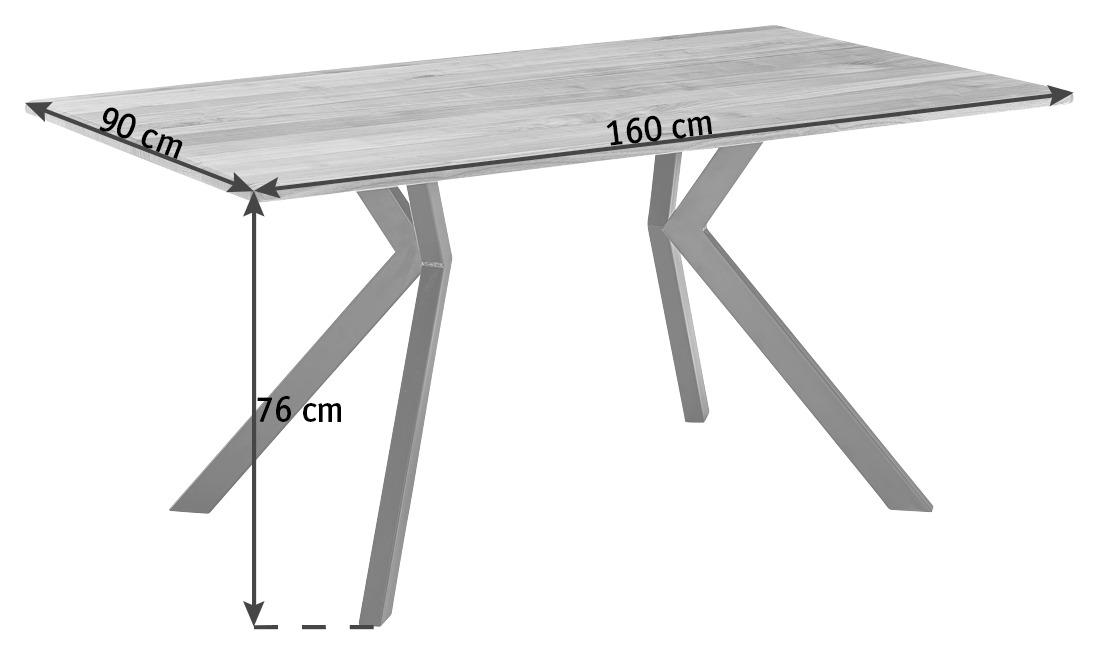 ESSTISCH Nussbaum massiv rechteckig Schwarz, Nussbaumfarben  - Nussbaumfarben/Schwarz, KONVENTIONELL, Holz/Metall (160/90/76cm) - Venda