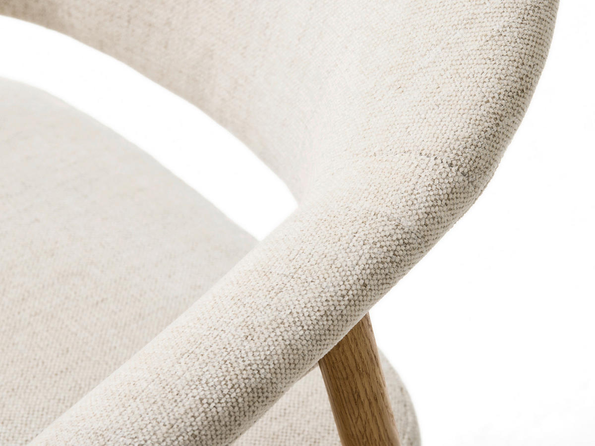 ARMLEHNSTUHL  in Chenille  - Sandfarben/Eichefarben, KONVENTIONELL, Holz/Textil (63/81/63cm) - Ambia Home