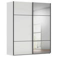 SCHWEBETÜRENSCHRANK 201/223/68 cm 2-türig Grau, Weiß  - Schwarz/Weiß, KONVENTIONELL, Glas/Holzwerkstoff (201/223/68cm) - Novel