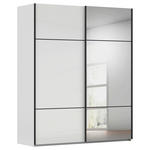 SCHWEBETÜRENSCHRANK 201/223/68 cm 2-türig Grau, Weiß  - Schwarz/Weiß, KONVENTIONELL, Glas/Holzwerkstoff (201/223/68cm) - Novel