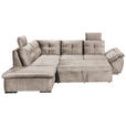 ECKSOFA in Mikrovelours Creme  - Creme/Schwarz, KONVENTIONELL, Kunststoff/Textil (217/265cm) - Carryhome