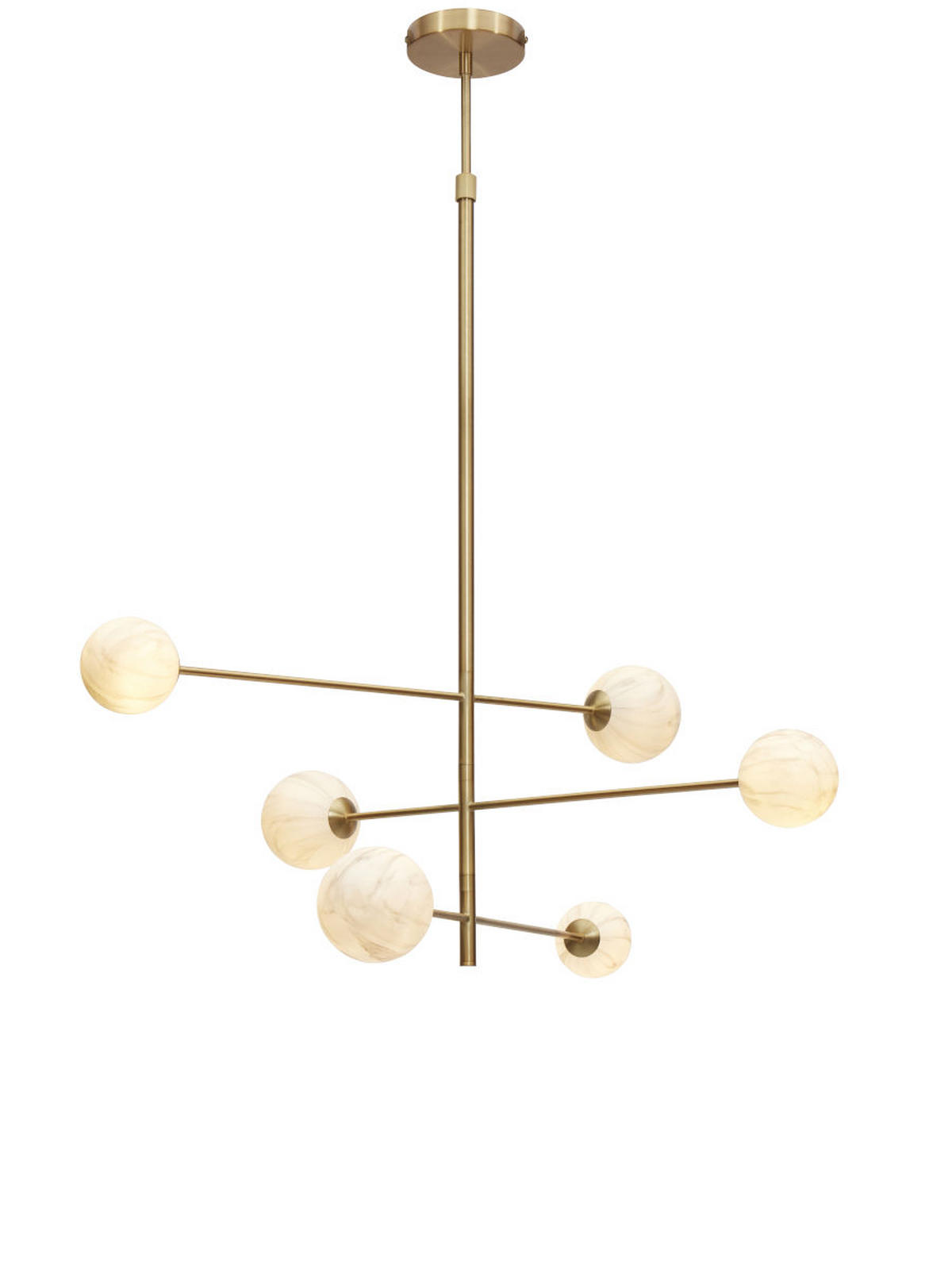 HÄNGELEUCHTE Carrara Globus 99/142 cm   - Goldfarben/Weiß, Basics, Glas/Metall (99/142cm) - It's about Romi