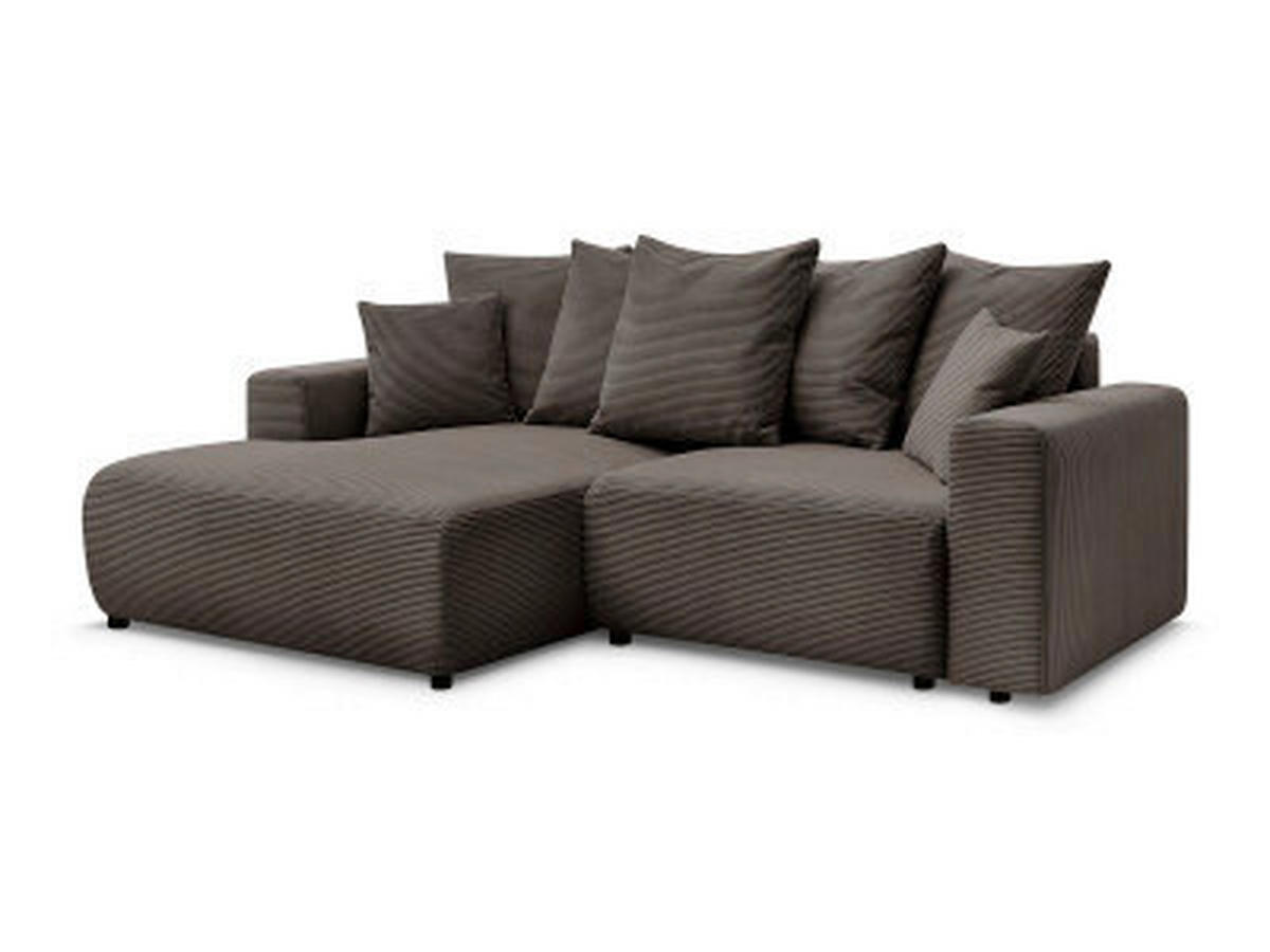ECKSOFA Ottomane links  ATILLA Taupe Cord  - Taupe/Schwarz, MODERN, Kunststoff/Textil (149/244cm)