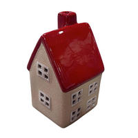DEKORAČNÝ DOMČEK - béžová/červená, Trend, keramika (8/13,5/7,3cm) - X-Mas