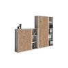 AKTENSCHRANK Grau, Eichefarben  - Eichefarben/Grau, MODERN, Holzwerkstoff (257/186/33cm) - MID.YOU