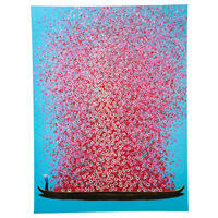 BILD Blumen  - Blau/Rosa, Trend, Holz/Textil (80/100/3,5cm) - Kare-Design