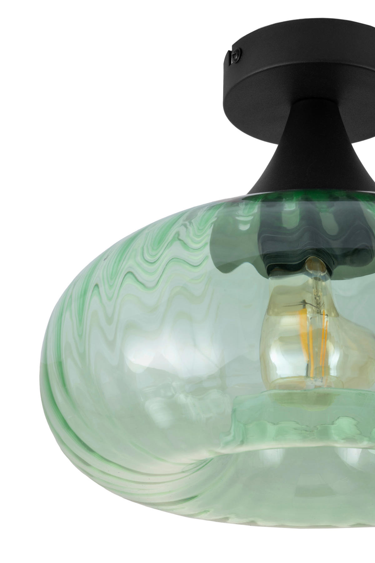 DECKENLEUCHTE 28/23 cm   - Schwarz/Grün, Design, Glas/Metall (28/23cm) - Collet's Monde