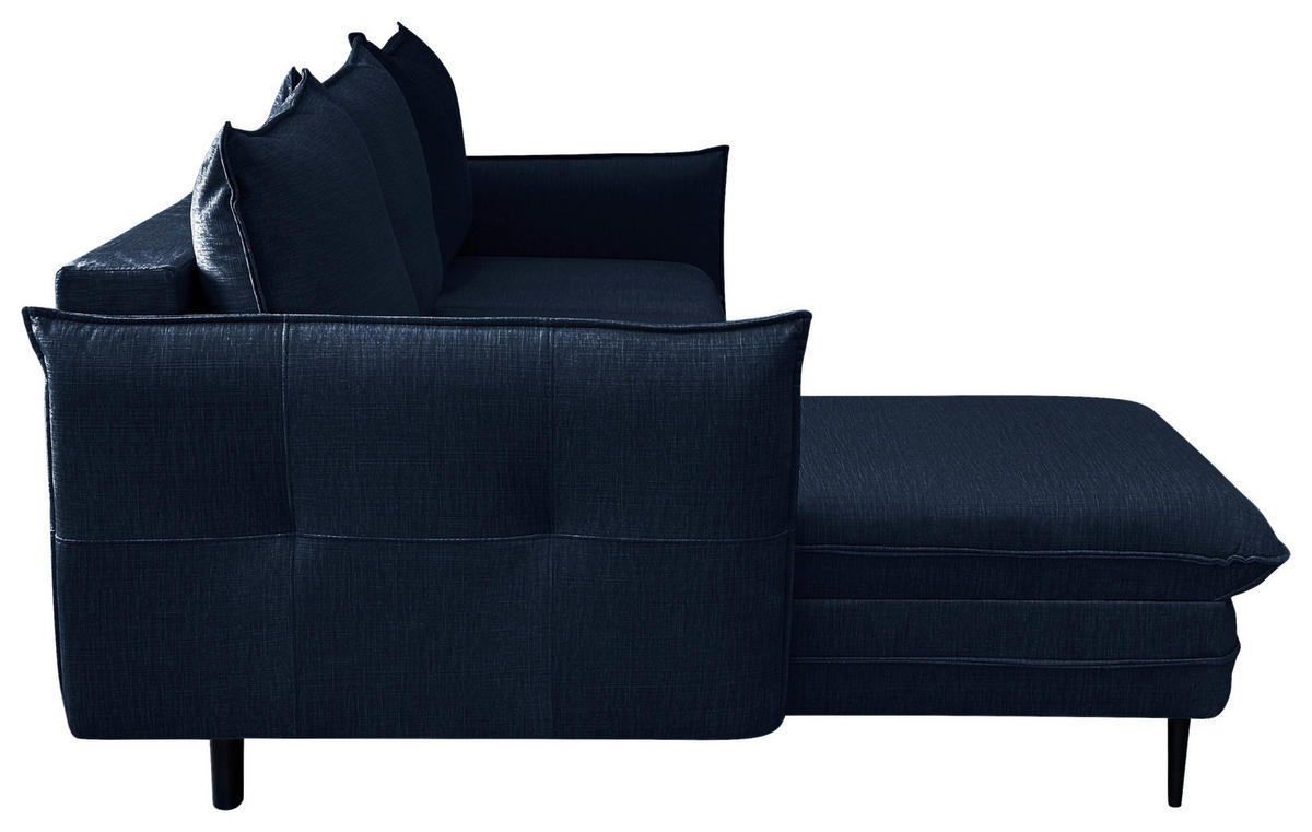 ECKSOFA in Flachgewebe Blau  170/235 cm  - Blau/Schwarz, Design, Holz/Kunststoff (170/235cm) - MID.YOU