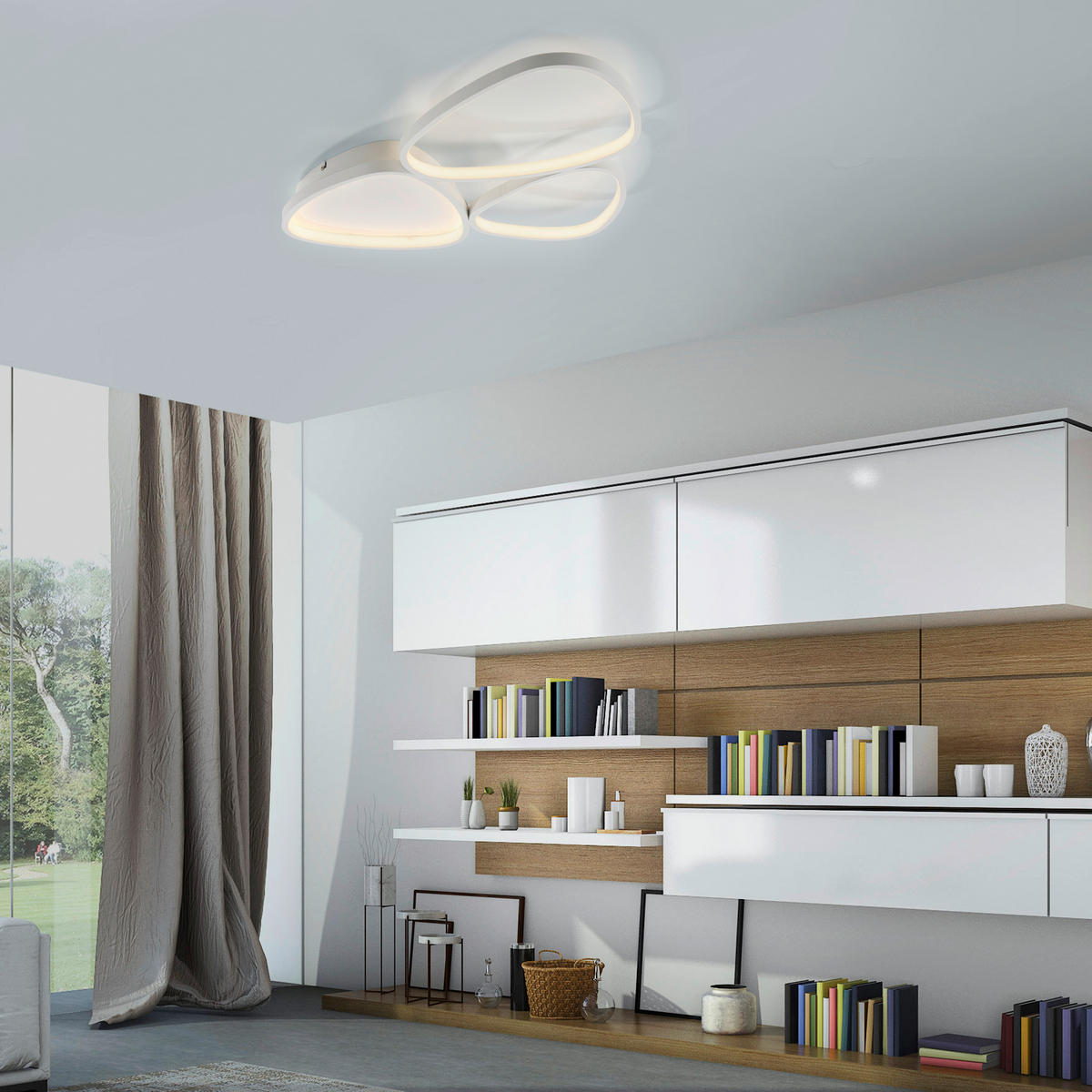 PLAFONIERĂ CU LED - alb, Design, plastic/metal (69,5/46,5/6,2cm)