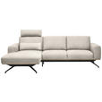 ECKSOFA in Struktur Creme  157/262 cm  - Creme/Schwarz, Design, Textil/Metall (157/262cm) - Novel