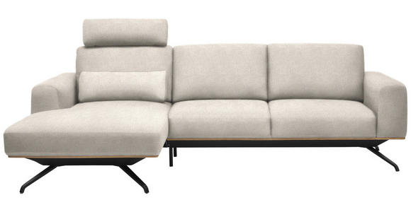 ECKSOFA in Struktur Creme  157/262 cm  - Creme/Schwarz, Design, Textil/Metall (157/262cm) - Novel