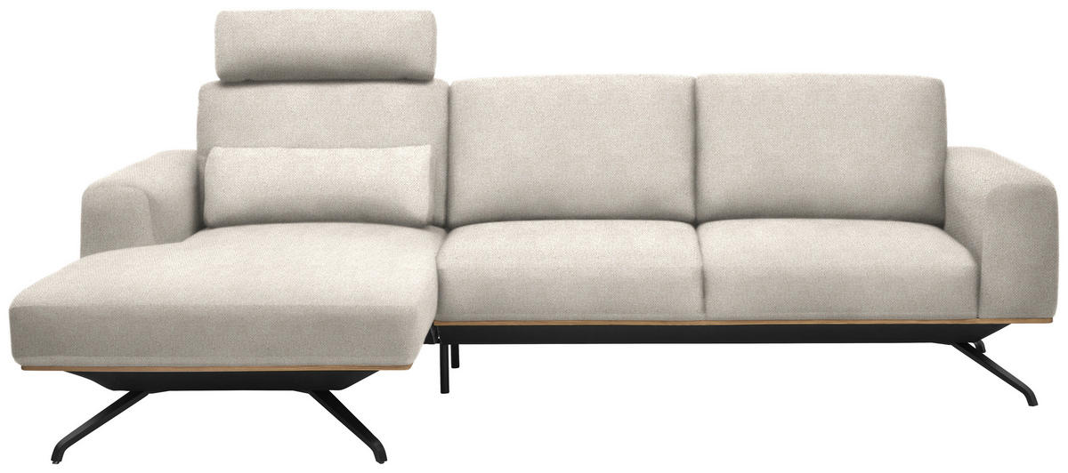 ECKSOFA in Struktur Creme  - Creme/Schwarz, Design, Textil/Metall (157/262cm) - Novel