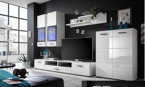 REGAL ZA DNEVNI BORAVAK bijela - bijela/antracit, Moderno, staklo/drvni materijal (285/190/40cm) - Xora