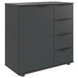 KOMMODE , 81/83/41 cm, 4 Schublade(n)  - Schwarz/Graphitfarben, Design, Holzwerkstoff/Kunststoff (81/83/41cm) - Carryhome