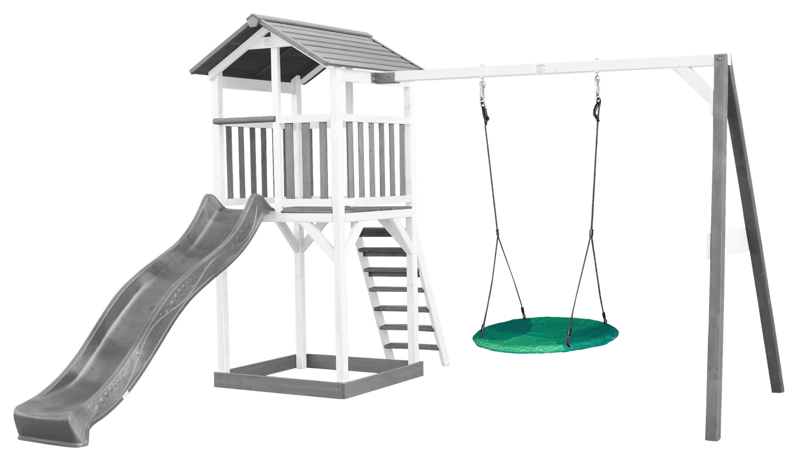 SPIELTURM  - Weiß/Grau, KONVENTIONELL, Holz/Kunststoff (356,6/241,9/349cm) - Ambia Garden
