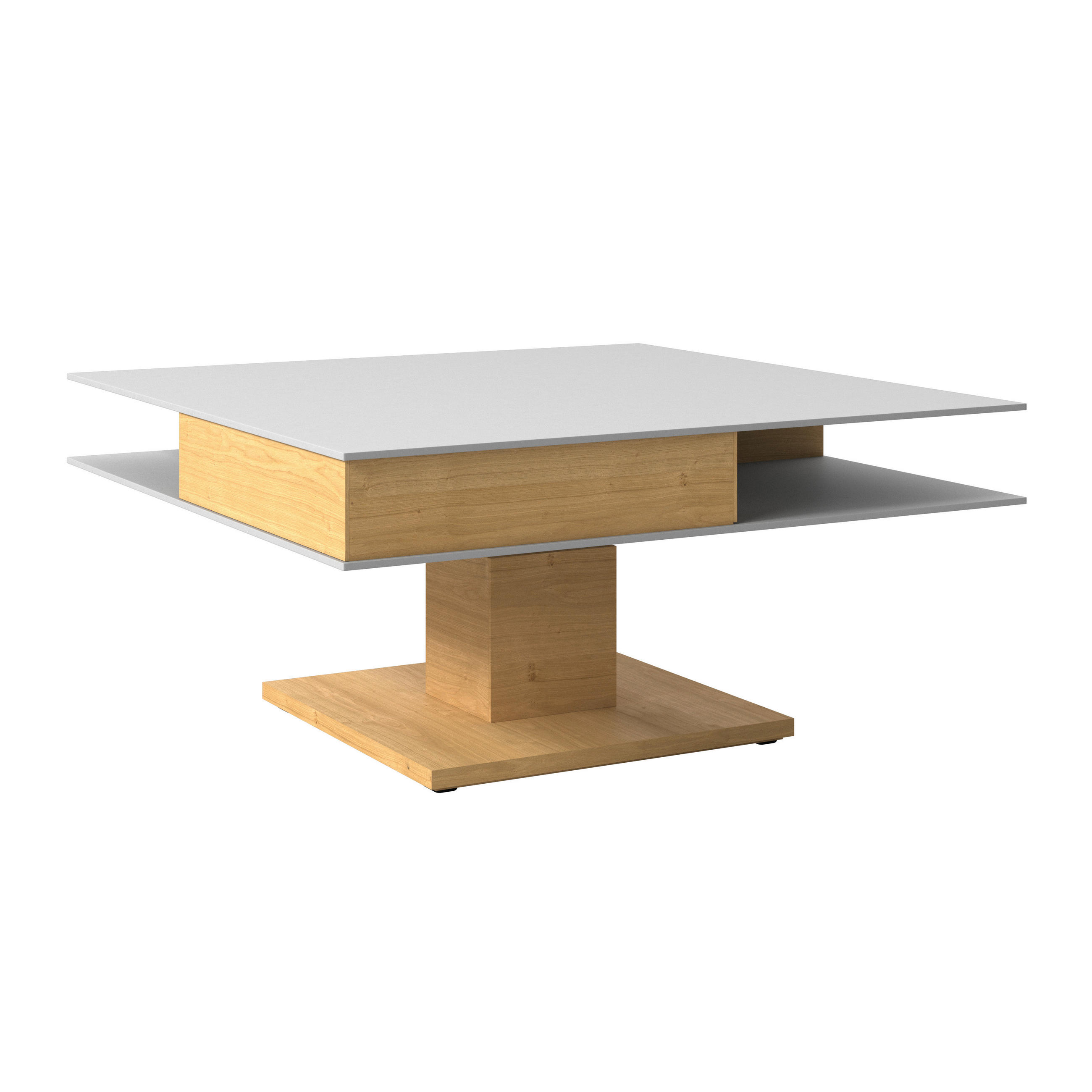 COUCHTISCH Wildeiche furniert Farbglas 90/90/35,5 cm quadratisch Grau, Eichefarben  - Eichefarben/Grau, Design, Glas/Holz (90/90/35,5cm) - Voglauer