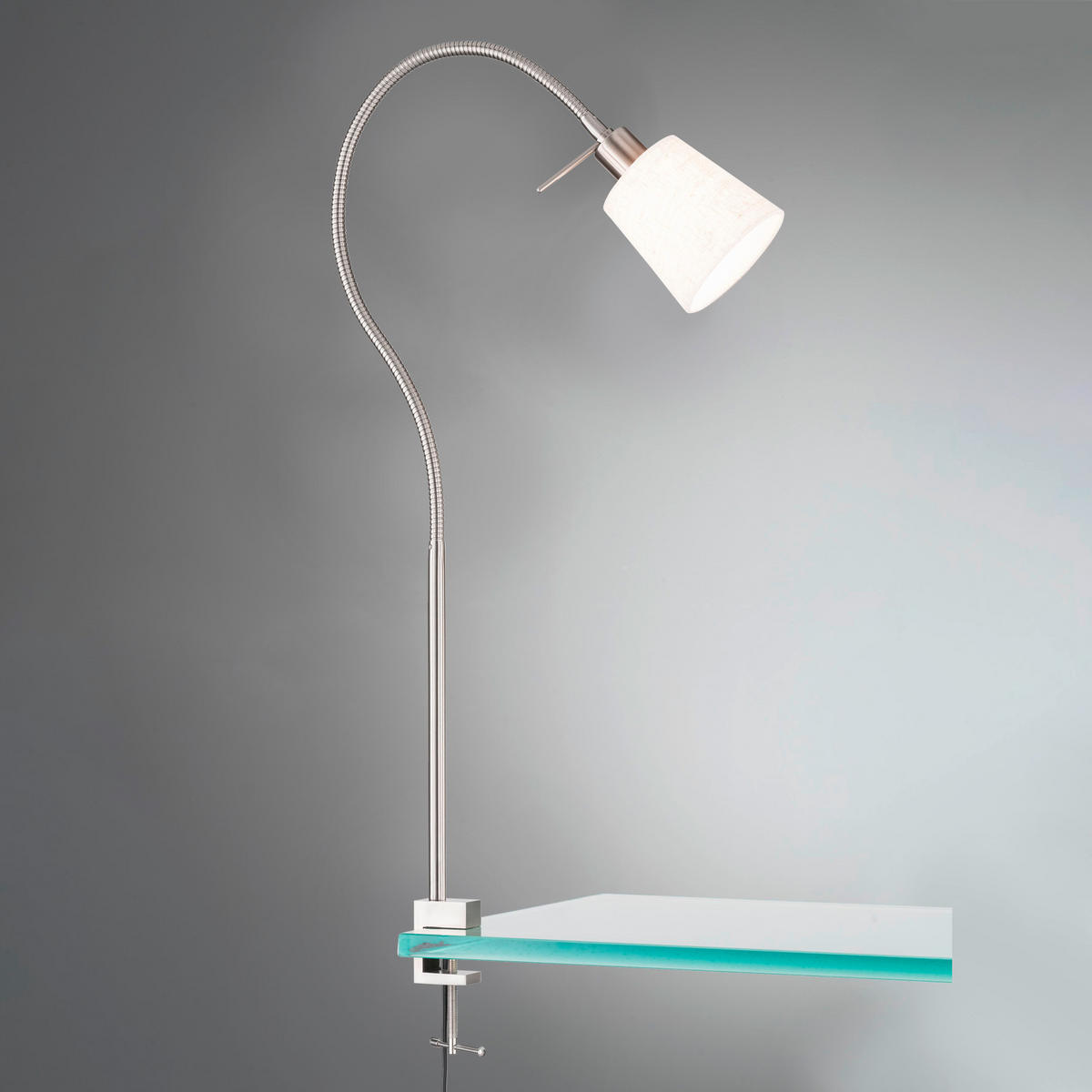 KLÄMLAMPA - vit/nickelfärgad, Basics, metall/textil (60/11/45cm) - Fischer & Honsel