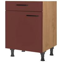 SCHUBKASTENUNTERSCHRANK 60/87/56 cm  in Rot, Eichefarben  - Eichefarben/Rot, MODERN, Holzwerkstoff/Metall (60/87/56cm) - Nobilia