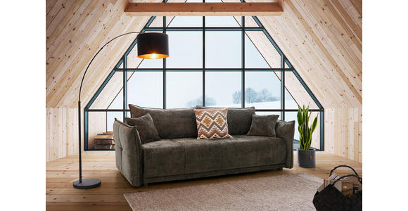 BOXSPRINGSOFA mit Stoffauswahl, Liegefunktion, Schlafen auf Sitzhöhe, Rücken echt Chenille Dunkelgrün - Dunkelgrün/Schwarz, MODERN, Kunststoff/Textil (235/95/108cm) - Hom`in