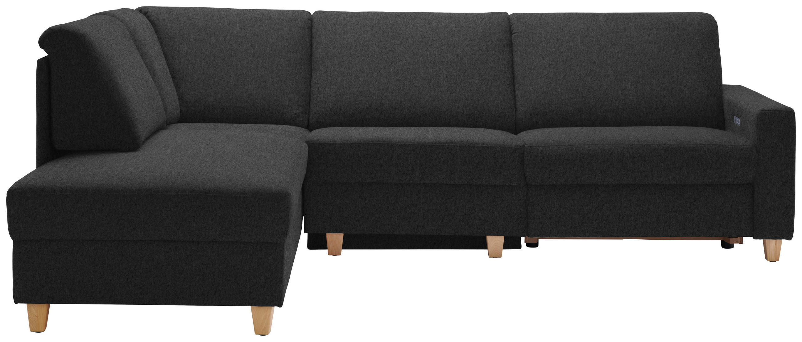 ECKSOFA  in Flachgewebe Anthrazit  203/261 cm  - Eichefarben/Anthrazit, KONVENTIONELL, Holz/Textil (203/261cm) - Sedda