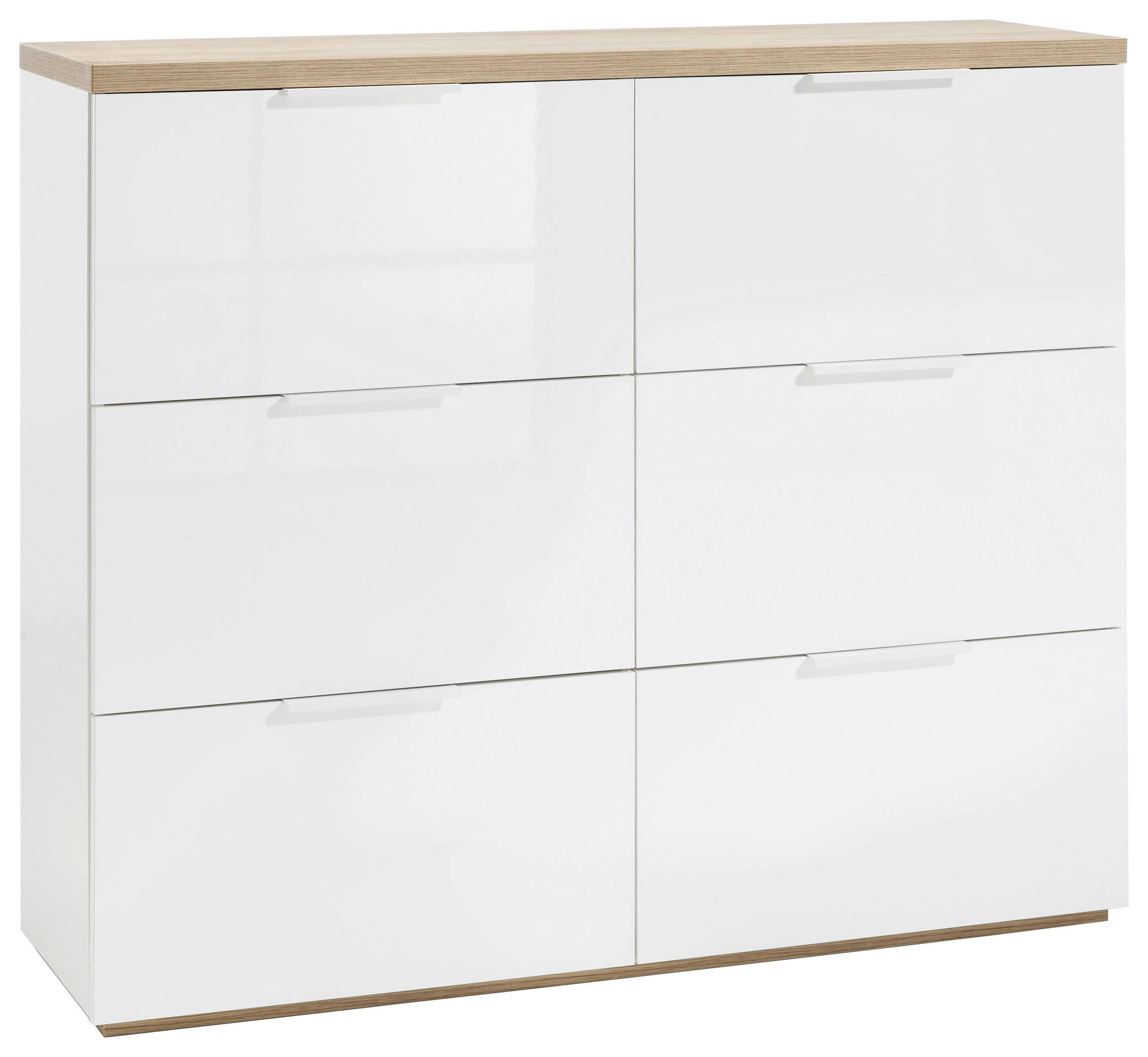 SCHUHSCHRANK Weiß, Eichefarben  - Eichefarben/Weiß, MODERN, Holzwerkstoff/Metall (120/102/35cm) - Carryhome