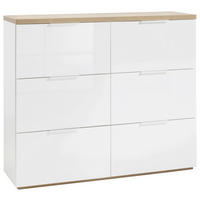 SCHUHSCHRANK Weiß, Eichefarben  - Eichefarben/Weiß, MODERN, Holzwerkstoff/Metall (120/102/35cm) - Carryhome