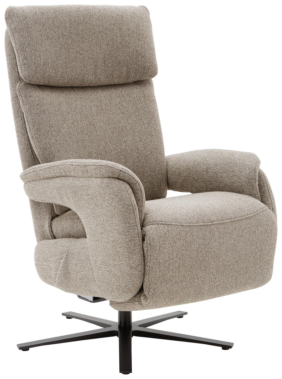 RELAXSESSEL Chenille Relaxfunktion, Rücken echt    - Graubraun/Schwarz, KONVENTIONELL, Textil/Metall (70/117/85cm) - Dieter Knoll
