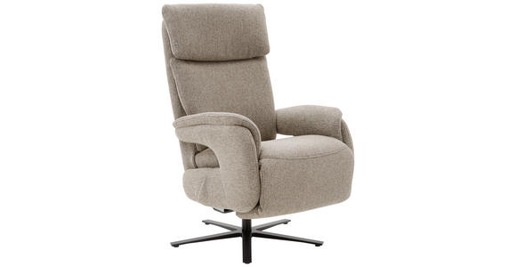 RELAXSESSEL Chenille Relaxfunktion, Rücken echt - Graubraun/Schwarz, KONVENTIONELL, Textil/Metall (70/117/85cm) - Dieter Knoll