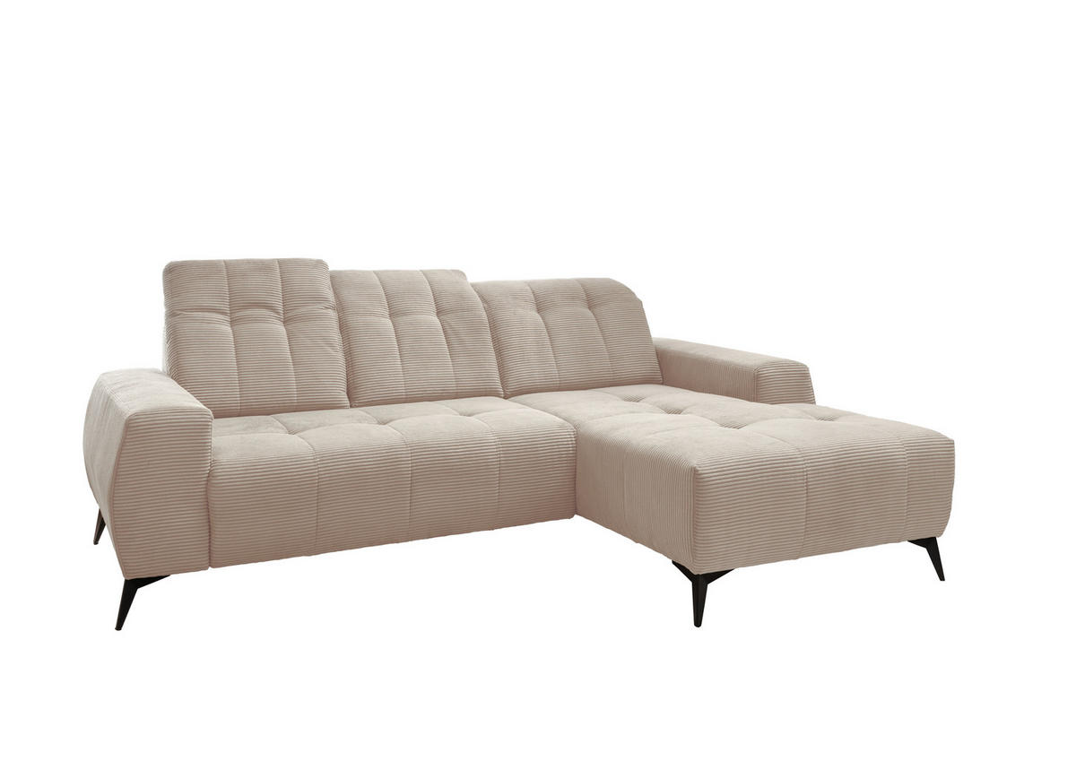 ECKSOFA in Cord Beige  258/180 cm  - Beige/Schwarz, MODERN, Textil/Metall (258/180cm) - Livetastic