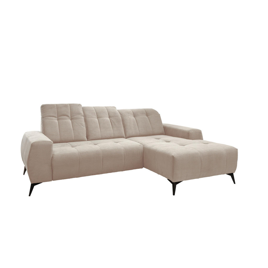 Thumbnail - Livetastic Ecksofa, Beige, Textil, Uni, 4-Sitzer, Ottomane rechts, L-Form, 258x180 cm, Made in EU, seitenverkehrt erhält...
