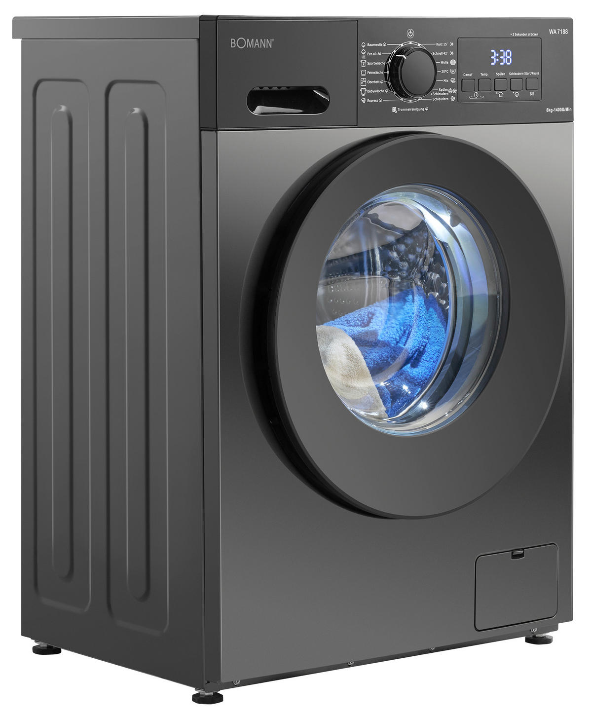 WASCHMASCHINE WA 7188  - Titanfarben, Trend, Metall (59,5/85,0/48,0cm) - Bomann
