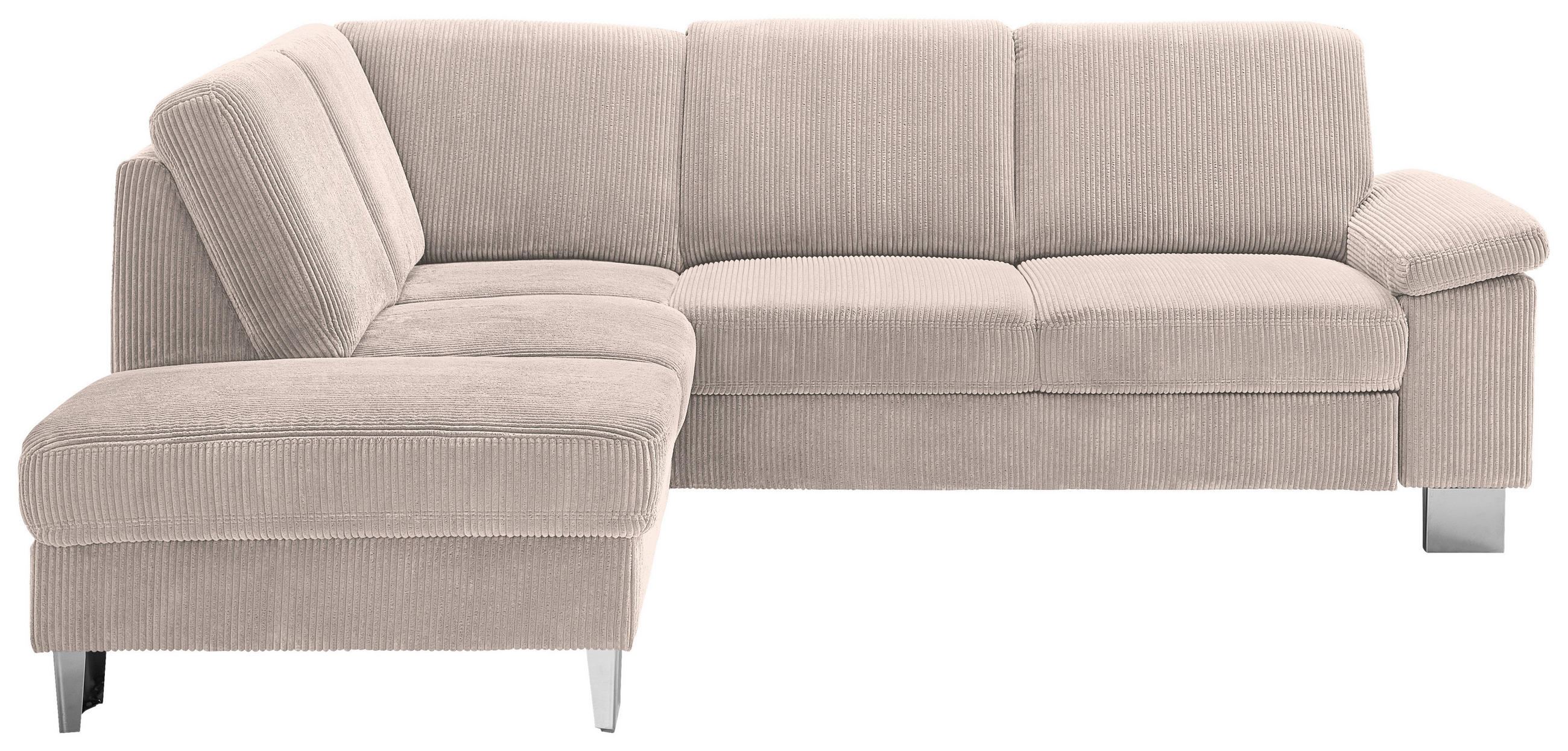 ECKSOFA  in Cord Hellbraun  200/248 cm  - Hellbraun/Edelstahlfarben, KONVENTIONELL, Textil/Metall (200/248cm) - Beldomo System