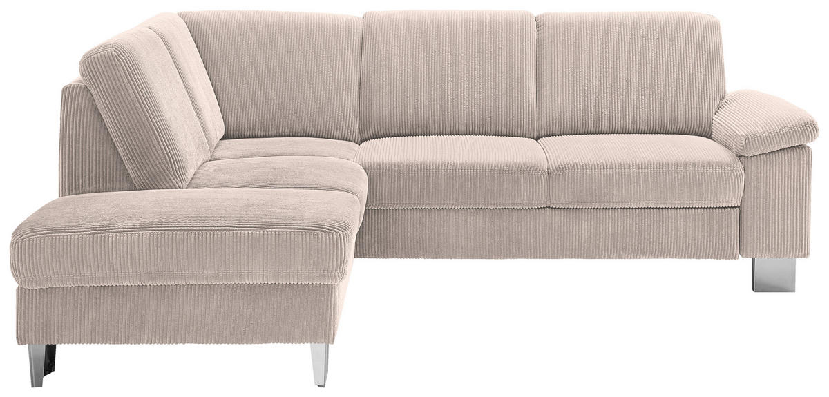 ECKSOFA  in Cord Hellbraun  200/248 cm  - Hellbraun/Edelstahlfarben, KONVENTIONELL, Textil/Metall (200/248cm) - Beldomo System