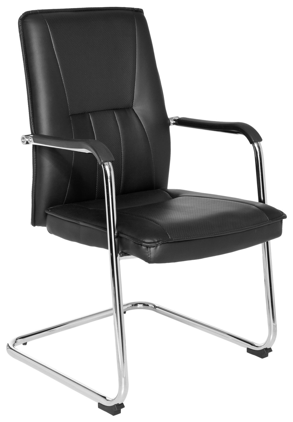 BESUCHERSTUHL  in Lederlook Schwarz  - Chromfarben/Schwarz, MODERN, Kunststoff/Textil (56/97/46cm) - MID.YOU