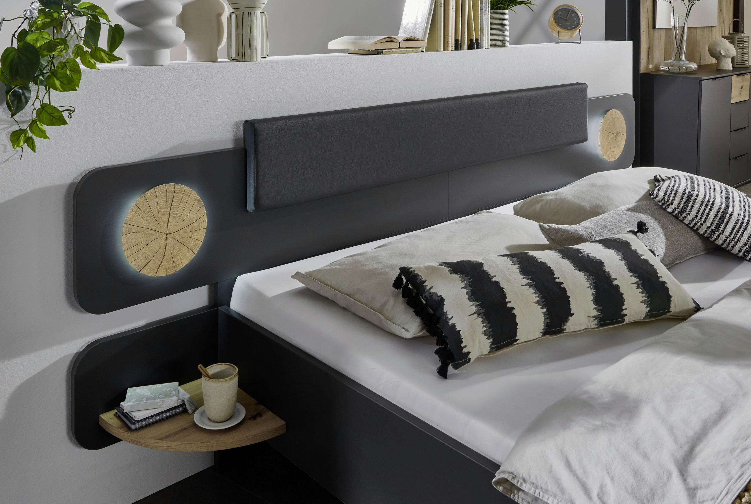 SÄNGSYSTEM 180/200 cm  i grafitfärgad, ekfärgad   - grafitfärgad/ekfärgad, Design, trämaterial/textil (180/200cm) - Ti'me
