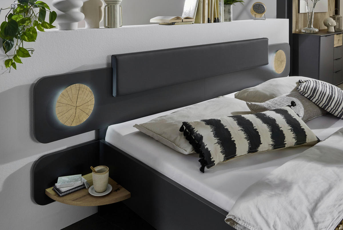 BETTANLAGE - Eichefarben/Graphitfarben, Design, Textil (180/200cm) - MID.YOU