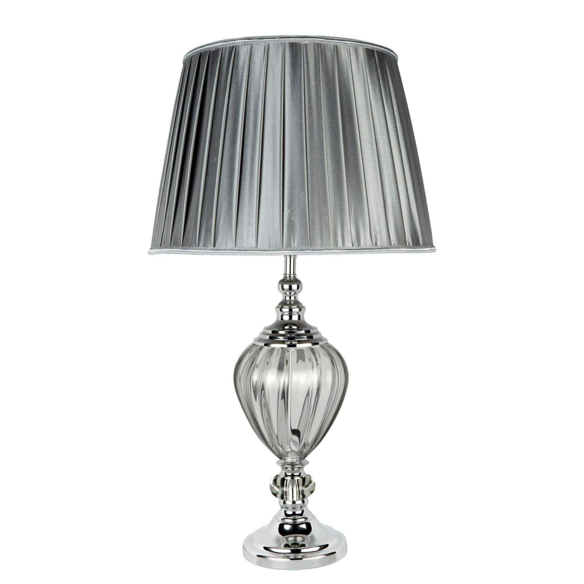 TISCHLEUCHTE Greyson 38/68 cm   - Chromfarben, Design, Glas/Textil (38/68cm) - Searchlight