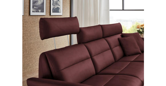 ECKSOFA in Echtleder Bordeaux  300/157 cm  - Bordeaux/Schwarz, Design, Leder/Metall (300/157cm) - Dieter Knoll
