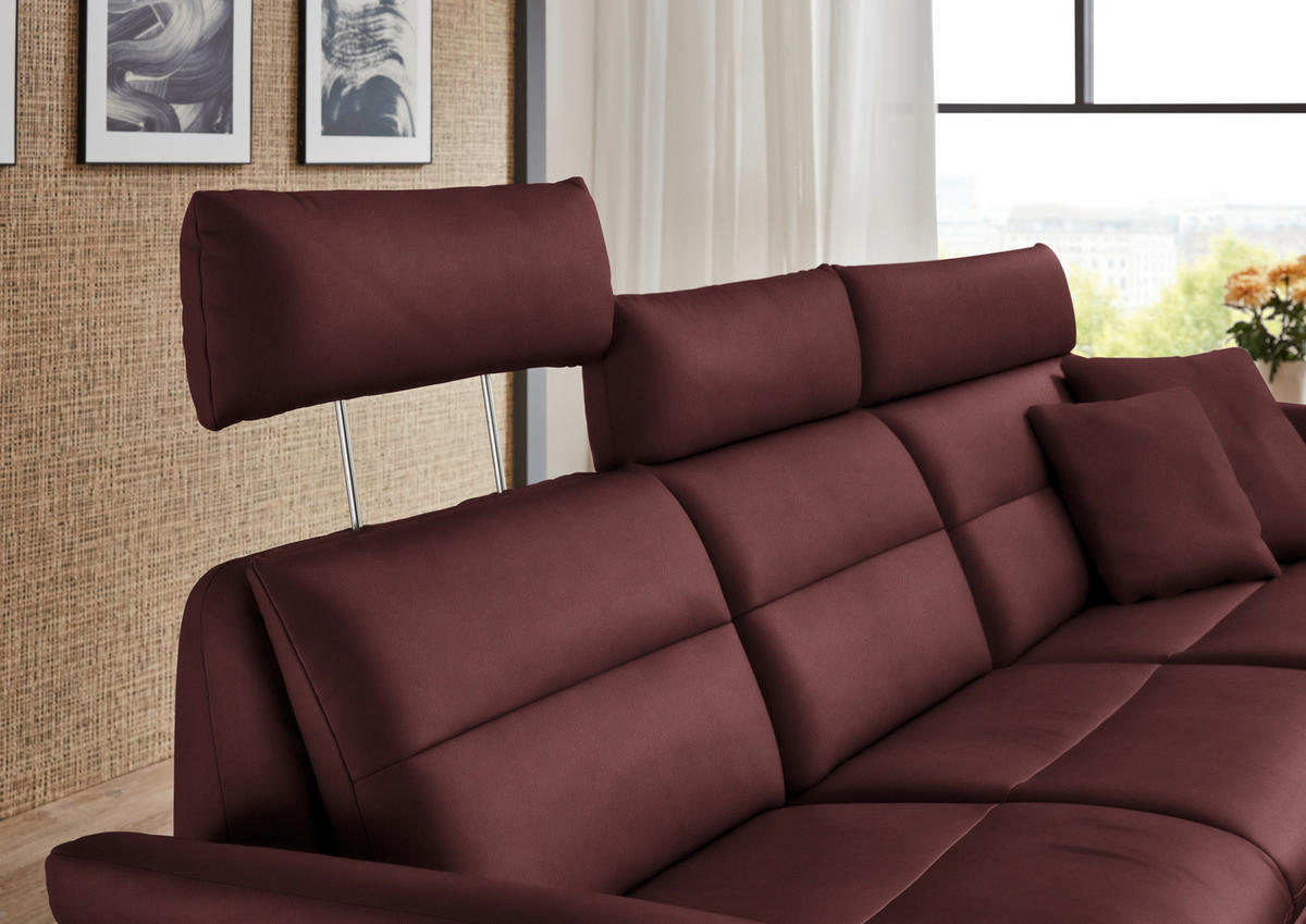 ECKSOFA in Echtleder Bordeaux  - Bordeaux/Schwarz, Design, Leder/Metall (300/157cm) - Dieter Knoll