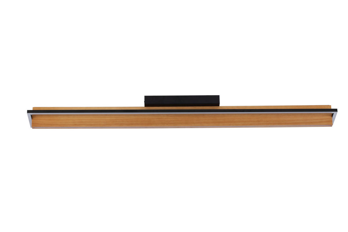LED-DECKENLEUCHTE Nunki 114/12/11,5 cm   - Schwarz/Kieferfarben, Design, Holz/Kunststoff (114/12/11,5cm) - Novel
