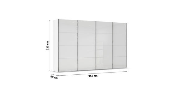 SCHWEBETÜRENSCHRANK  in Weiß  - Chromfarben/Weiß, Design, Glas/Holzwerkstoff (361/223/68cm) - Novel