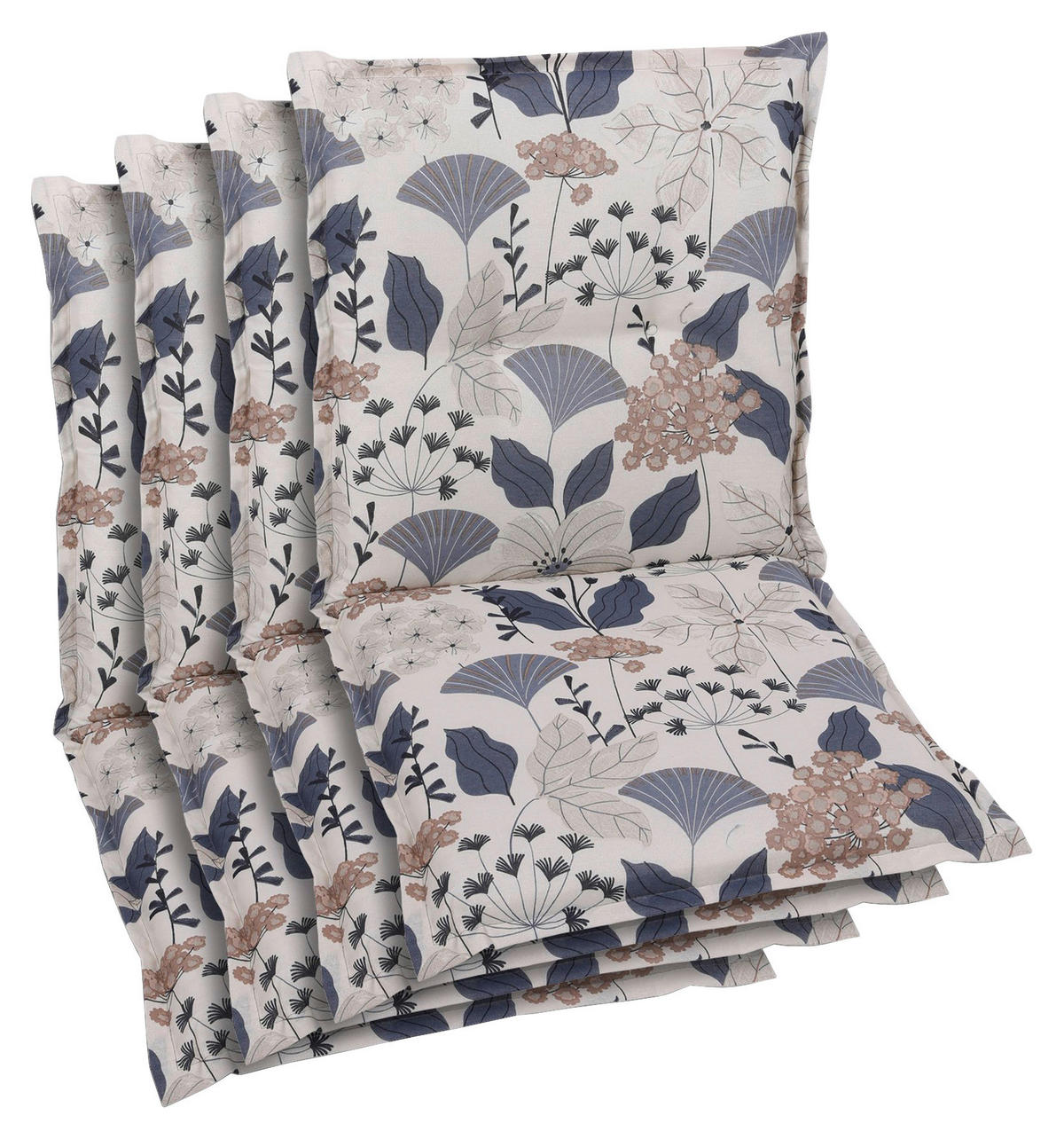 SESSELAUFLAGENSET in Beige, Blau Floral  - Blau/Beige, Basics, Textil (50/6/100cm)