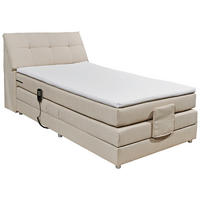 BOXSPRINGBETT 120/200 cm,  in Creme, Matratze, Bettkasten, Topper, motorische Verstellbarkeit, H2 = mittel  - Silberfarben/Creme, Design, Kunststoff/Textil (120/200cm) - Esposa