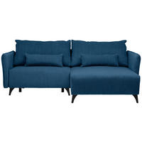 ECKSOFA Blau Cord  - Blau/Schwarz, Design, Textil/Metall (254/175cm) - Stylife